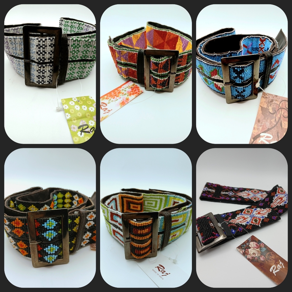 ONLY 2 LEFT 🏵️ RAJ GLASS BEADED BELTS VARIOUS DESIGNS